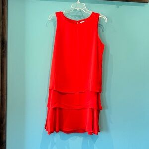Red Sleeveless Layered Mini Dress
